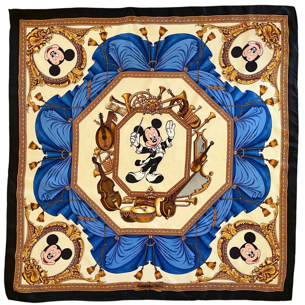 Vintage Walt Disney Company x Echo Conductor Mickey Silk Twill Square Scarf